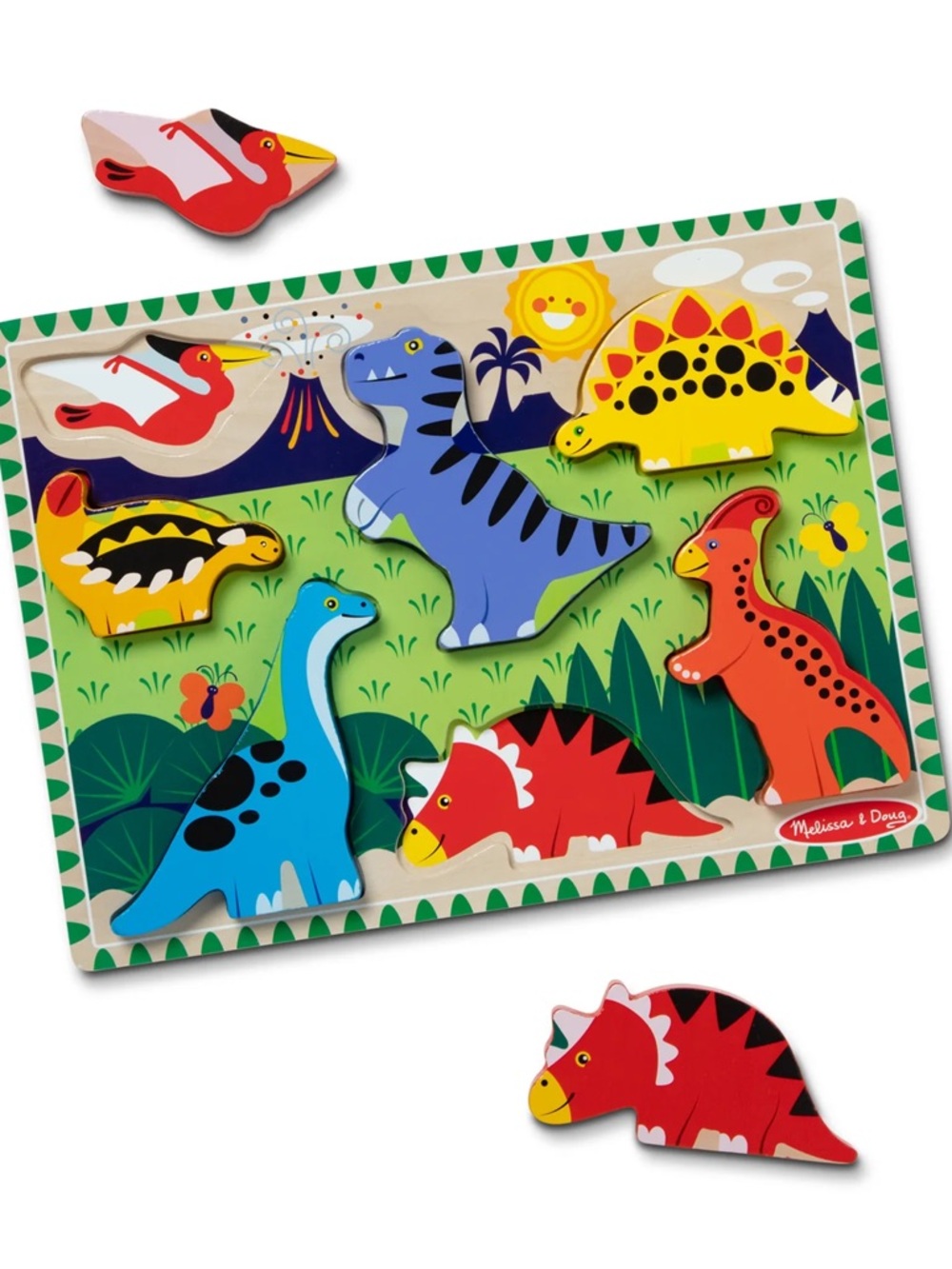 Melissa & Doug Colorful Wooden Dinosaur Puzzle - Multicolor